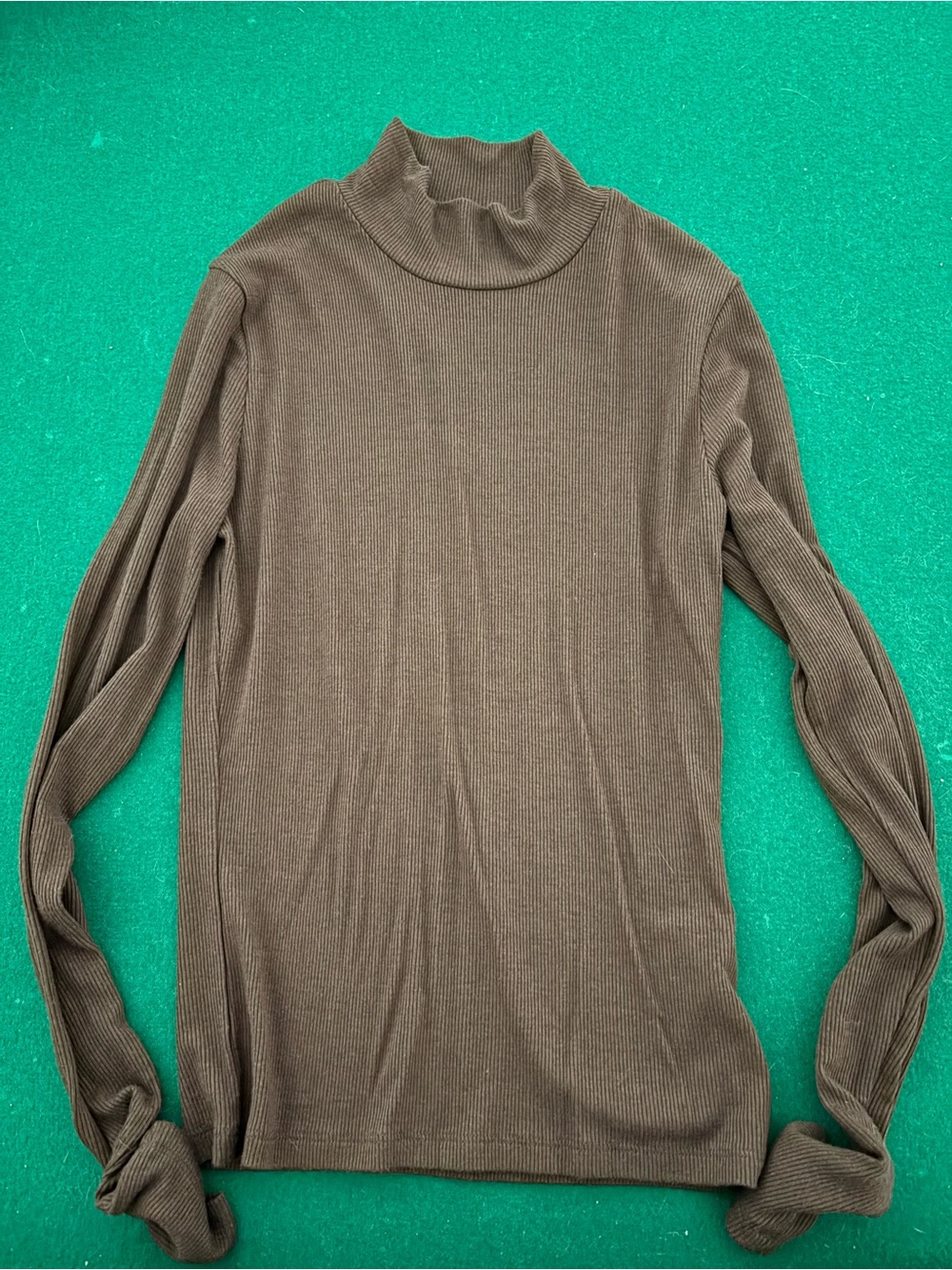 Brown Ribbed Turtleneck Sweater